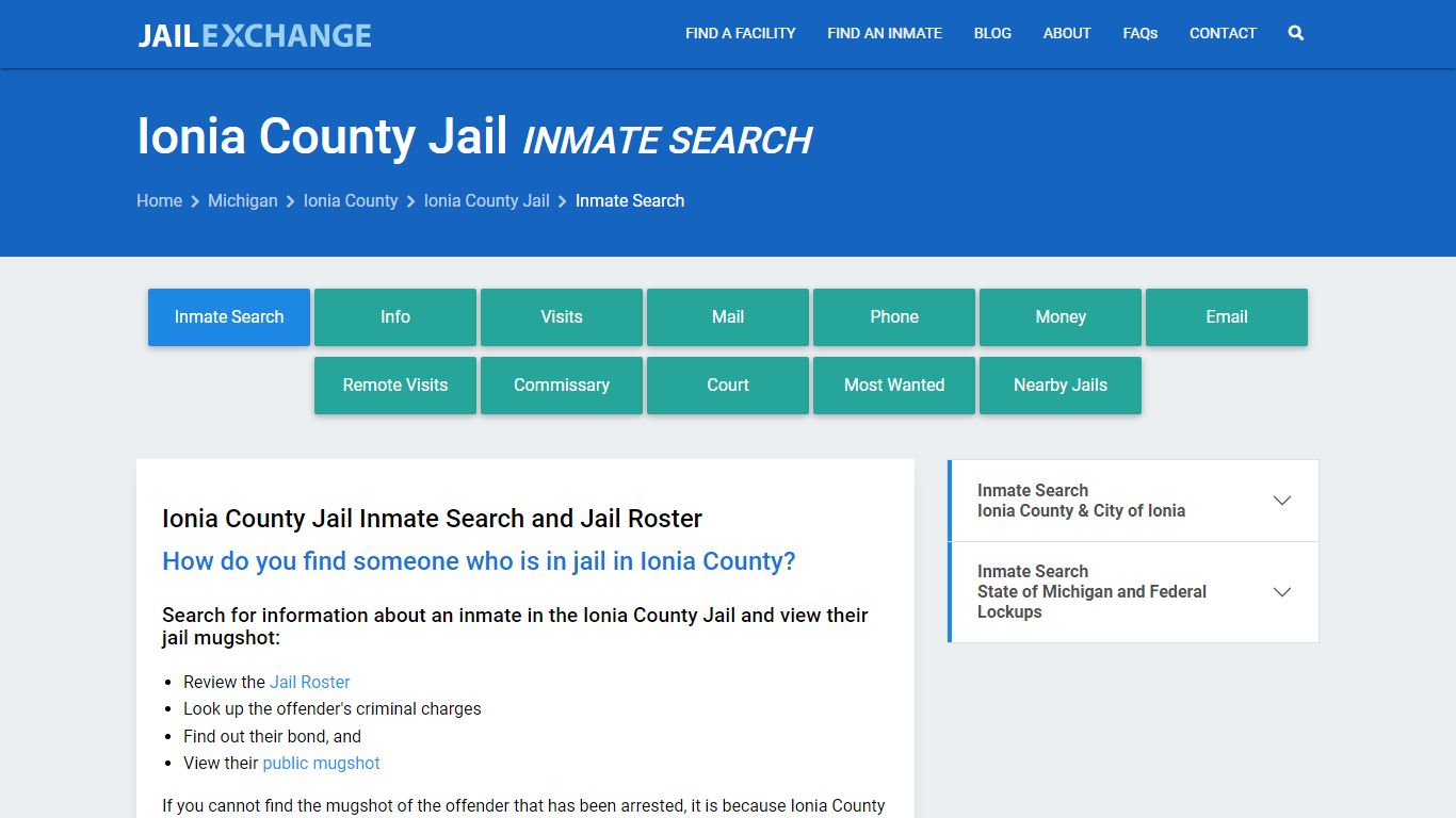 Inmate Search: Roster & Mugshots - Ionia County Jail, MI