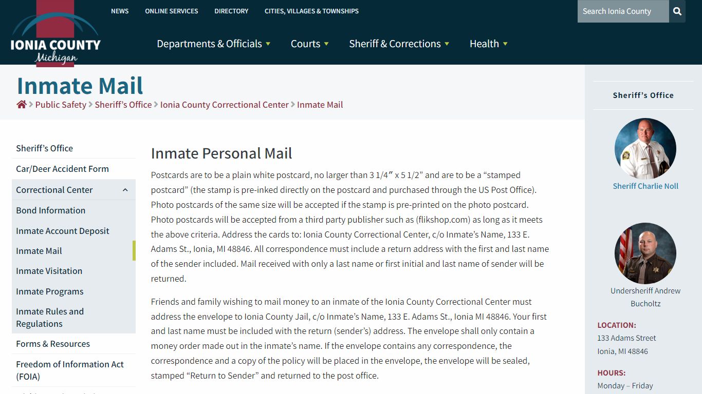 Inmate Mail – Ionia County